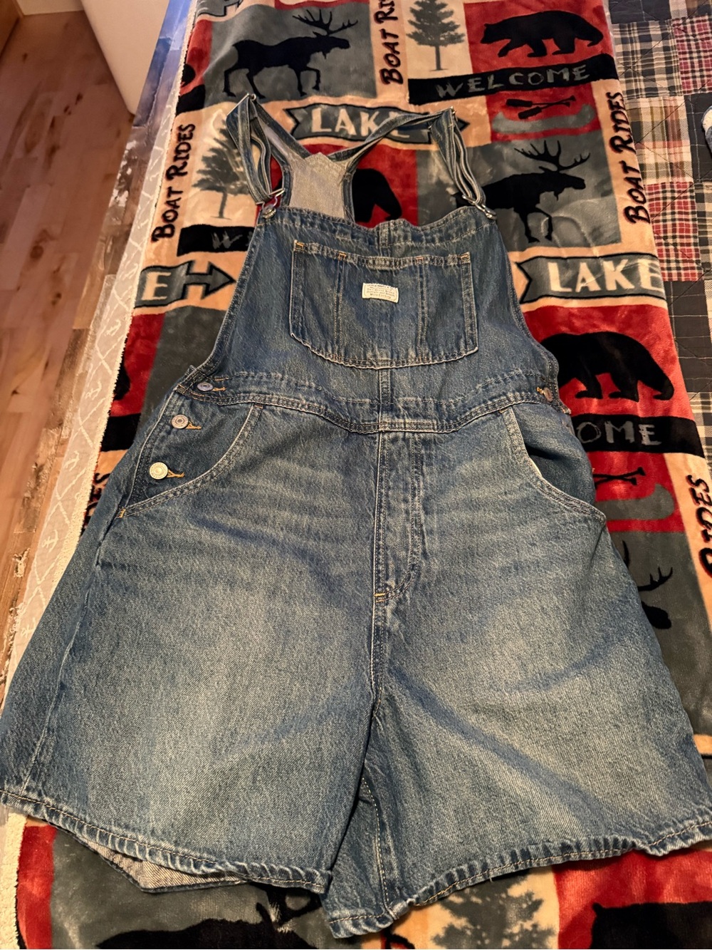Levi's Blue Denim Short Overalls